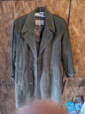 Wilsons Leather Women's Olive Green Suede Trench Coat
